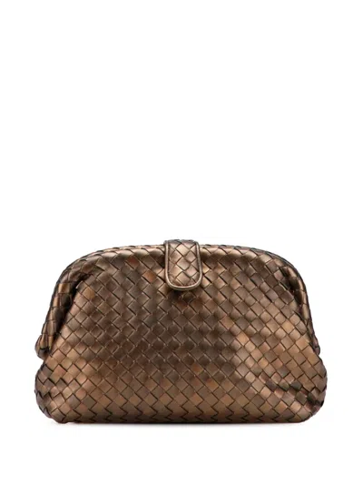 Pre-owned Bottega Veneta 2012-2025 Nappa Intrecciato The Lauren 1980 Clutch Bag In Brown