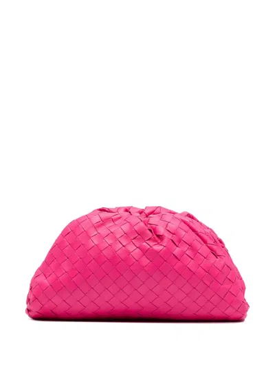 Pre-owned Bottega Veneta 2012-2025 Nappa Intrecciato The Mini Pouch Clutch Bag In Pink