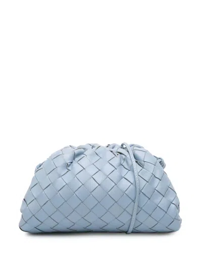 Pre-owned Bottega Veneta 2012-2025 Nappa Intrecciato The Mini Pouch Crossbody Bag In Blue