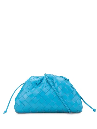 Pre-owned Bottega Veneta 2012-2025 Nappa Intrecciato The Mini Pouch Crossbody Bag In Blue