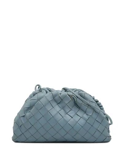 Pre-owned Bottega Veneta 2012-2025 Nappa Intrecciato The Mini Pouch Crossbody Bag In Blue