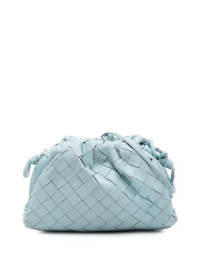 Pre-owned Bottega Veneta 2012-2025 Nappa Intrecciato The Mini Pouch Crossbody Bag In Blue