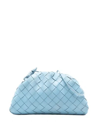 Pre-owned Bottega Veneta 2012-2025 Nappa Intrecciato The Mini Pouch Crossbody Bag In Blue