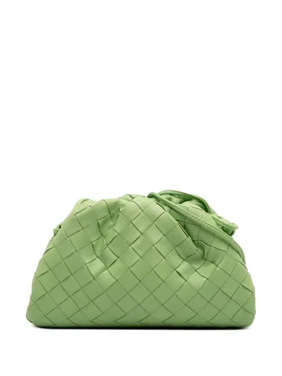 Pre-owned Bottega Veneta 2012-2025 Nappa Intrecciato The Mini Pouch Crossbody Bag In Green