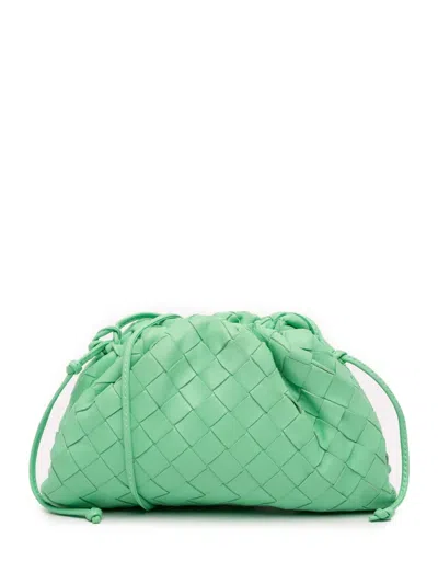Pre-owned Bottega Veneta 2012-2025 Nappa Intrecciato The Mini Pouch Crossbody Bag In Green