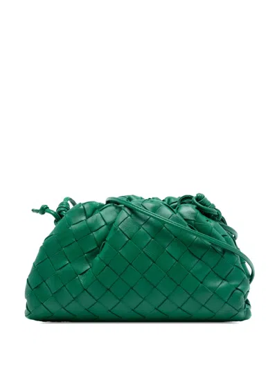 Pre-owned Bottega Veneta 2012-2025 Nappa Intrecciato The Mini Pouch Crossbody Bag In Green