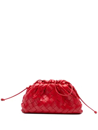 Pre-owned Bottega Veneta 2012-2025 Nappa Intrecciato The Mini Pouch Crossbody Bag In Red