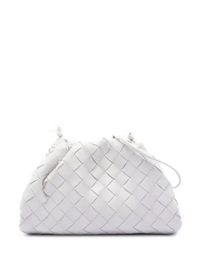 Pre-owned Bottega Veneta 2012-2025 Nappa Intrecciato The Mini Pouch Crossbody Bag In White
