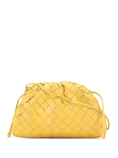 Pre-owned Bottega Veneta 2012-2025 Nappa Intrecciato The Mini Pouch Crossbody Bag In Yellow