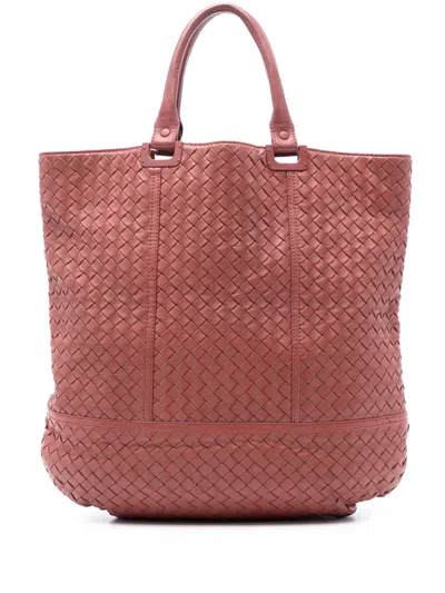 Pre-owned Bottega Veneta 2012-2025 Nappa Intrecciato Tote Bag In Red