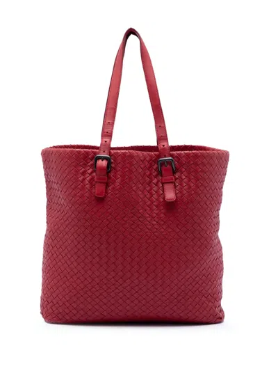 Pre-owned Bottega Veneta 2012-2025 Nappa Intrecciato Tote Bag In Red