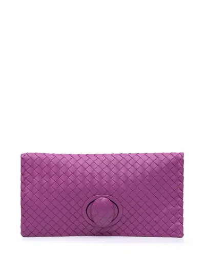 Pre-owned Bottega Veneta 2012-2025 Nappa Intrecciato Turn Lock Clutch Bag