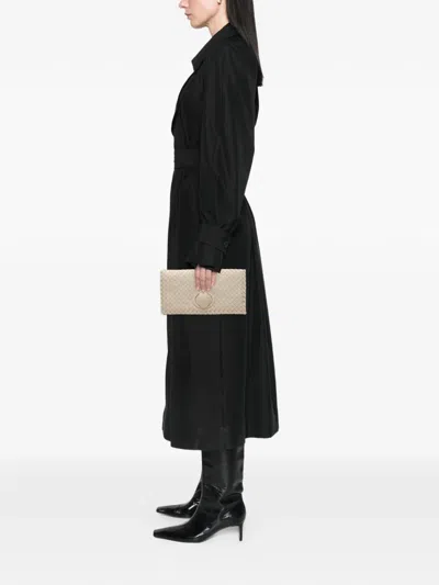 Pre-owned Bottega Veneta 2012-2025 Nappa Intrecciato Turn Lock Clutch Bag In Brown