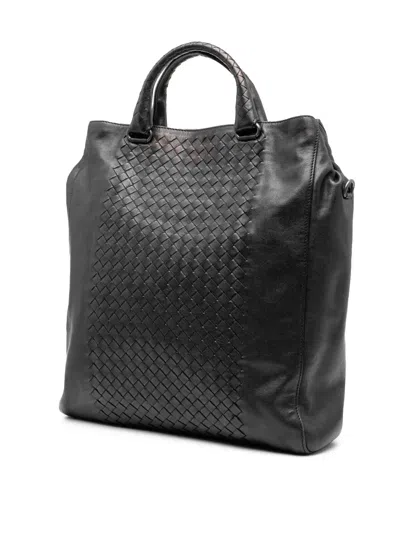 Pre-owned Bottega Veneta 2012-2025 Nappa Intrecciato Vertical Convertible Satchel In Black