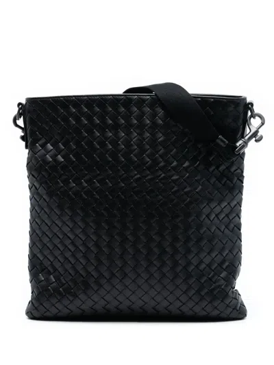Pre-owned Bottega Veneta 2012-2025 Nappa Intrecciato Vn Crossbody Bag In Black