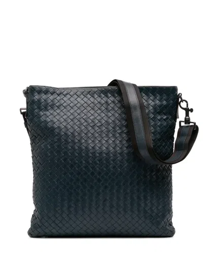 Pre-owned Bottega Veneta 2012-2025 Nappa Intrecciato Vn Crossbody Bag In Blue