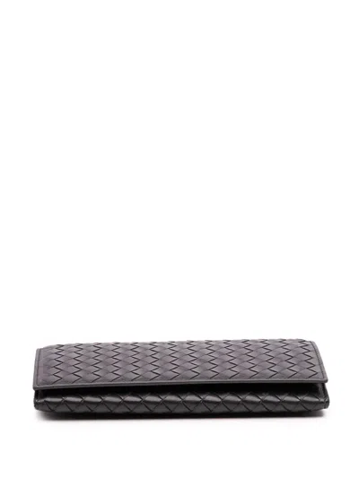 Pre-owned Bottega Veneta 2012-2025 Nappa Intrecciato Wallet Long Wallets In Black