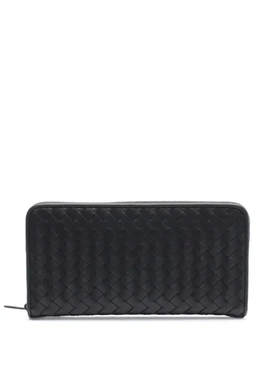 Pre-owned Bottega Veneta 2012-2025 Nappa Intrecciato Wallet Long Wallets In Black