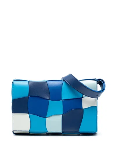 Pre-owned Bottega Veneta 2012-2025 Nappa Intrecciato Wavy Cassette Crossbody Bag In Blue