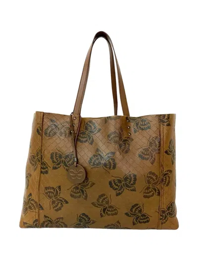 Pre-owned Bottega Veneta 2012-2025 Nappa Intrecciomirage Butterfly Tote Bag In Brown