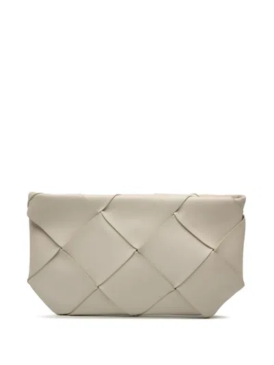 Pre-owned Bottega Veneta 2012-2025 Nappa Maxi Intrecciato Blown Up Pouch Clutch Bag In White