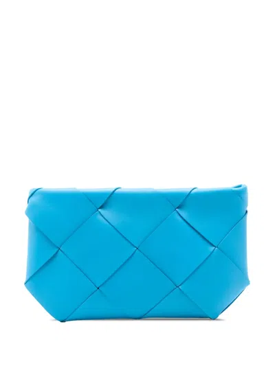 Pre-owned Bottega Veneta 2012-2025 Nappa Maxi Intrecciato Clutch Bag In Blue
