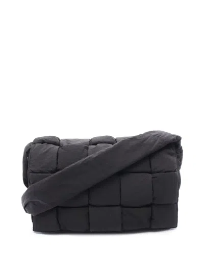 Pre-owned Bottega Veneta 2012-2025 Nylon Intrecciato Padded Tech Cassette Crossbody Bag In Black