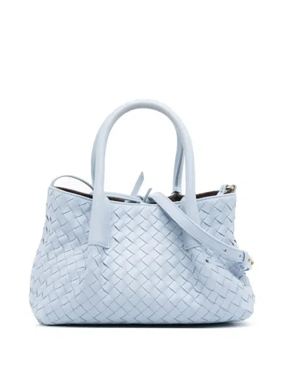 Pre-owned Bottega Veneta 2012-2025 Small Calfskin Intrecciato Pinacoteca Tote Satchel In Blue