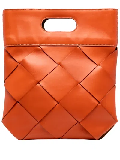 Pre-owned Bottega Veneta 2012-2025 Small French Calfskin Slip Tote Bag In Orange