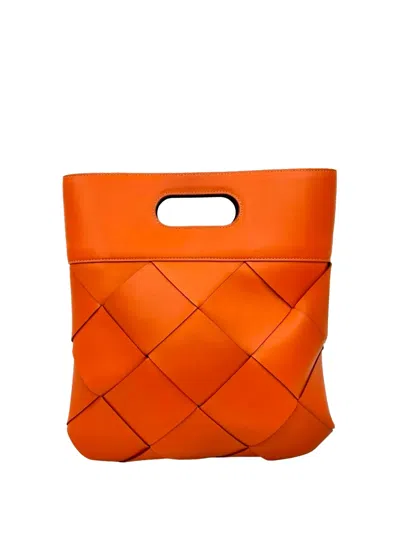 Pre-owned Bottega Veneta 2012-2025 Small French Calfskin Slip Tote Bag In Orange