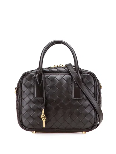 Pre-owned Bottega Veneta 2012-2025 Small Lambskin Intrecciato Getaway Satchel In Brown