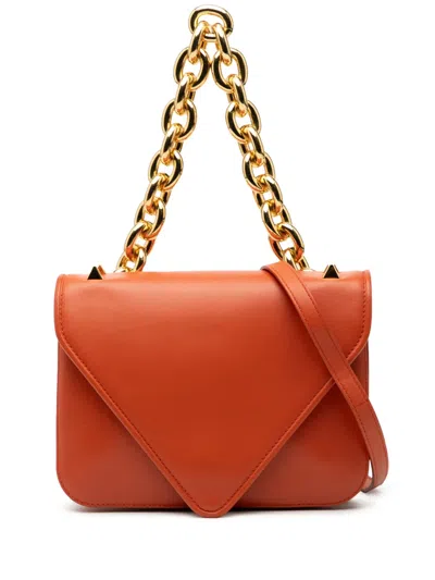 Pre-owned Bottega Veneta 2012-2025 Small Leather Mount Envelope Chain Bag Satchel In Orange