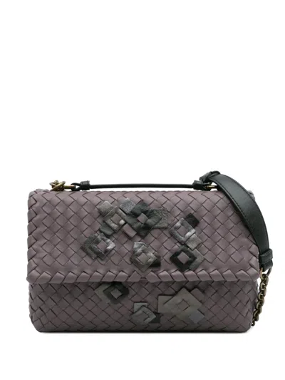 Pre-owned Bottega Veneta 2012-2025 Small Nappa Intrecciato Embroidered Olimpia Shoulder Bag In Purple