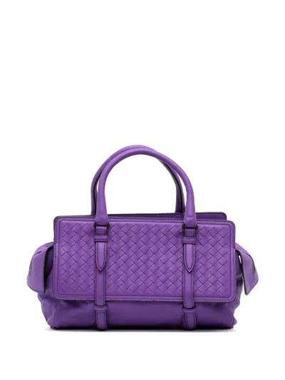 Pre-owned Bottega Veneta 2012-2025 Small Nappa Intrecciato Monaco Satchel In Purple