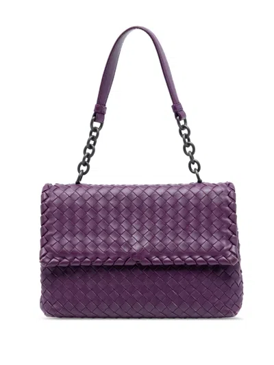 Pre-owned Bottega Veneta 2012-2025 Small Nappa Intrecciato Olimpia Shoulder Bag In Purple