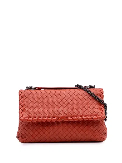 Pre-owned Bottega Veneta 2012-2025 Small Nappa Intrecciato Olimpia Shoulder Bag In Red