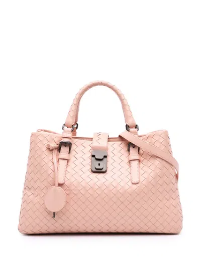 Pre-owned Bottega Veneta 2012-2025 Small Nappa Intrecciato Roma Satchel In Pink