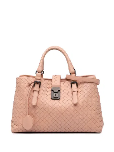 Pre-owned Bottega Veneta 2012-2025 Small Nappa Intrecciato Roma Satchel In Pink