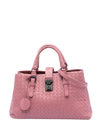Pre-owned Bottega Veneta 2012-2025 Small Nappa Intrecciato Roma Satchel In Pink