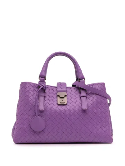 Pre-owned Bottega Veneta 2012-2025 Small Nappa Intrecciato Roma Satchel In Purple