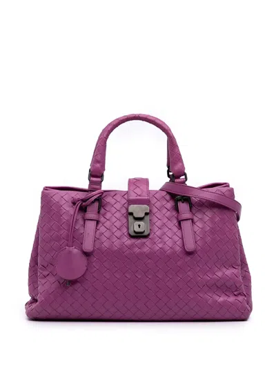 Pre-owned Bottega Veneta 2012-2025 Small Nappa Intrecciato Roma Satchel In Purple