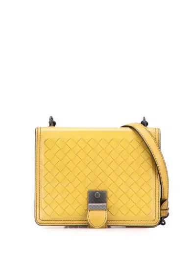 Pre-owned Bottega Veneta 2012-2025 Small Nappa Intrecciato Runway Shoulder Bag In Yellow
