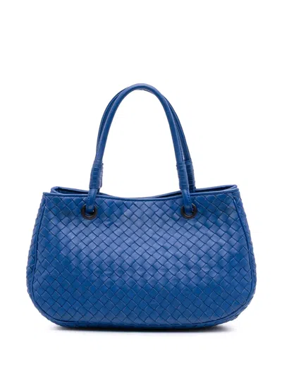 Pre-owned Bottega Veneta 2012-2025 Small Nappa Intrecciato Tote Bag In Blue