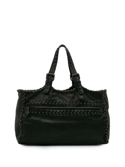 Pre-owned Bottega Veneta 2012-2025 Studded Leather Tote Bag In Black