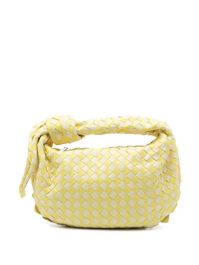 Pre-owned Bottega Veneta 2012-2025 Teen Bicolor Nappa Intrecciato Dragon Jodie Hobo Bag In Yellow