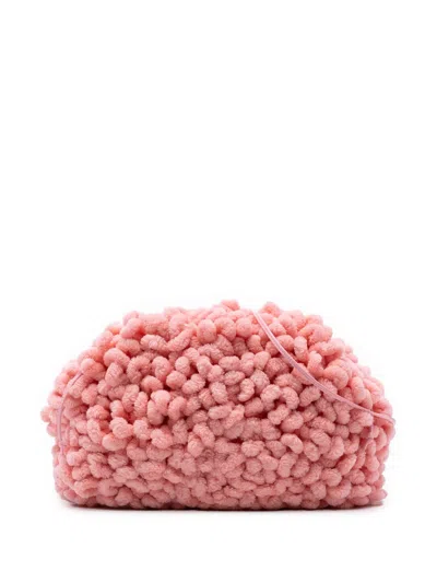 Pre-owned Bottega Veneta 2012-2025 Teen Chenille The Pouch Crossbody Bag In Pink