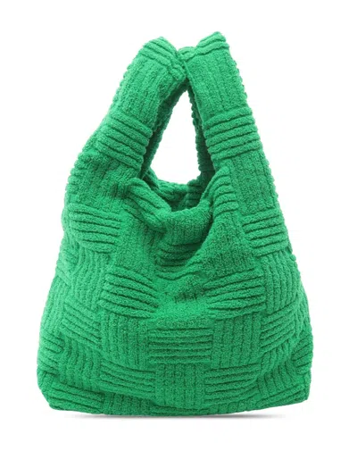 Pre-owned Bottega Veneta 2012-2025 Terry Cloth Shopping Tote Bag In Green