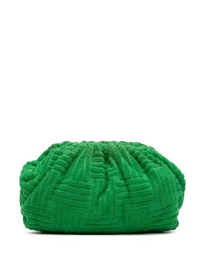 Pre-owned Bottega Veneta 2012-2025 Terry Cloth The Pouch Clutch Bag In Green