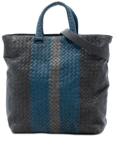 Pre-owned Bottega Veneta 2012-2025 Tricolor Nappa Intrecciato Convertible Tote Satchel In Black