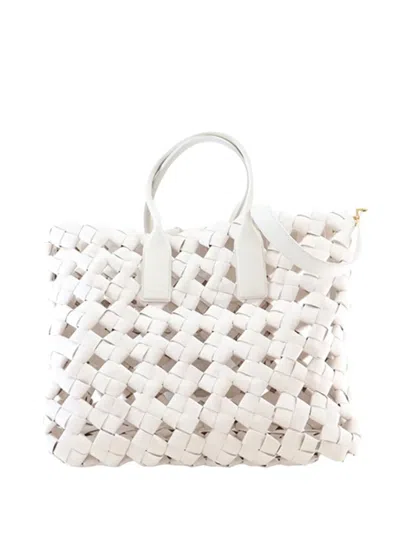 Pre-owned Bottega Veneta 2012-2026 Canvas Window Woven Satchel In Brown